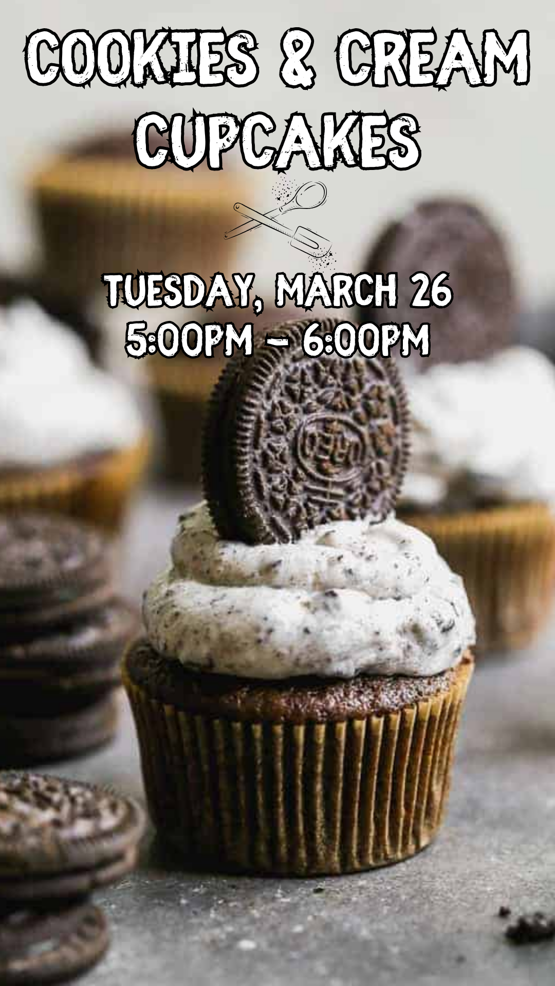 cookies and cream cupcakes, oreo cookies, and program details