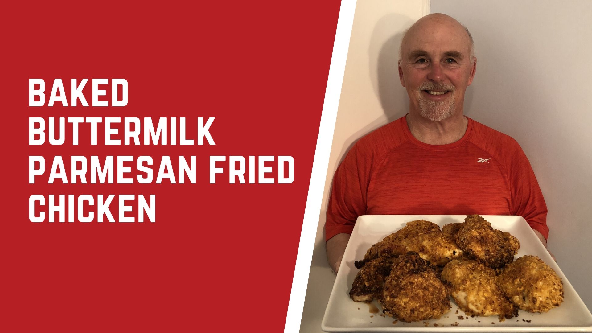Image of Chef Rob with his Baked Buttermilk Parmesan Chicken!