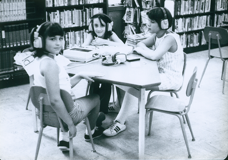 Kids listening to audiobook in 1979