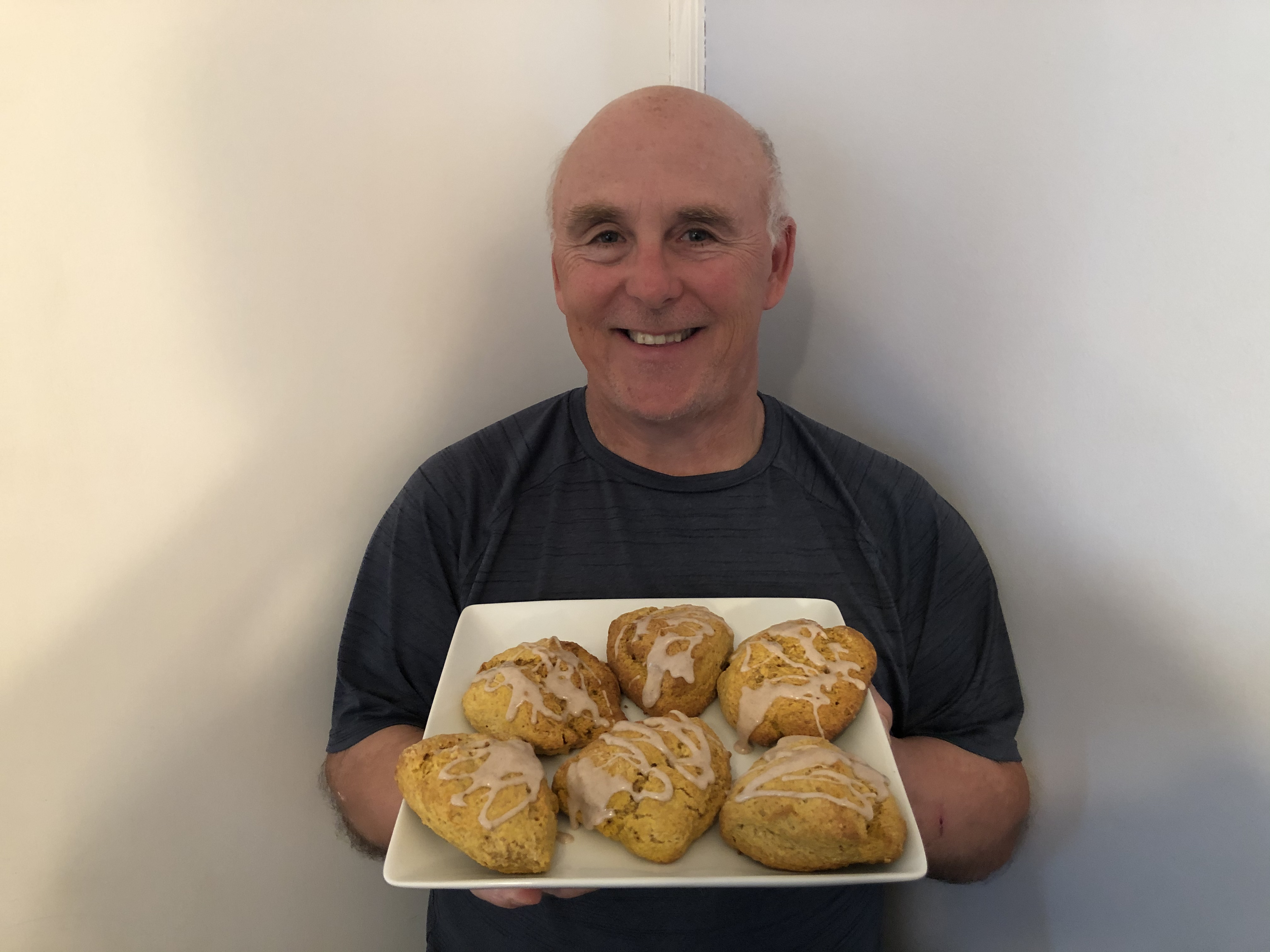 Image of Chef Rob Scott holding some pumpkin pie scones