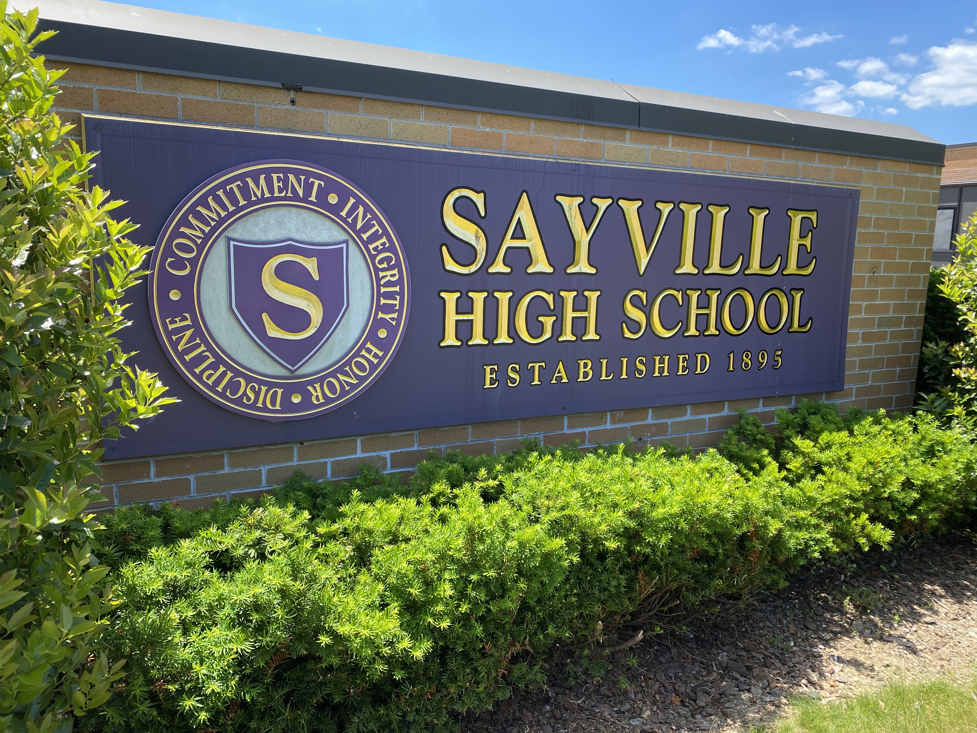 Sayville High School sign