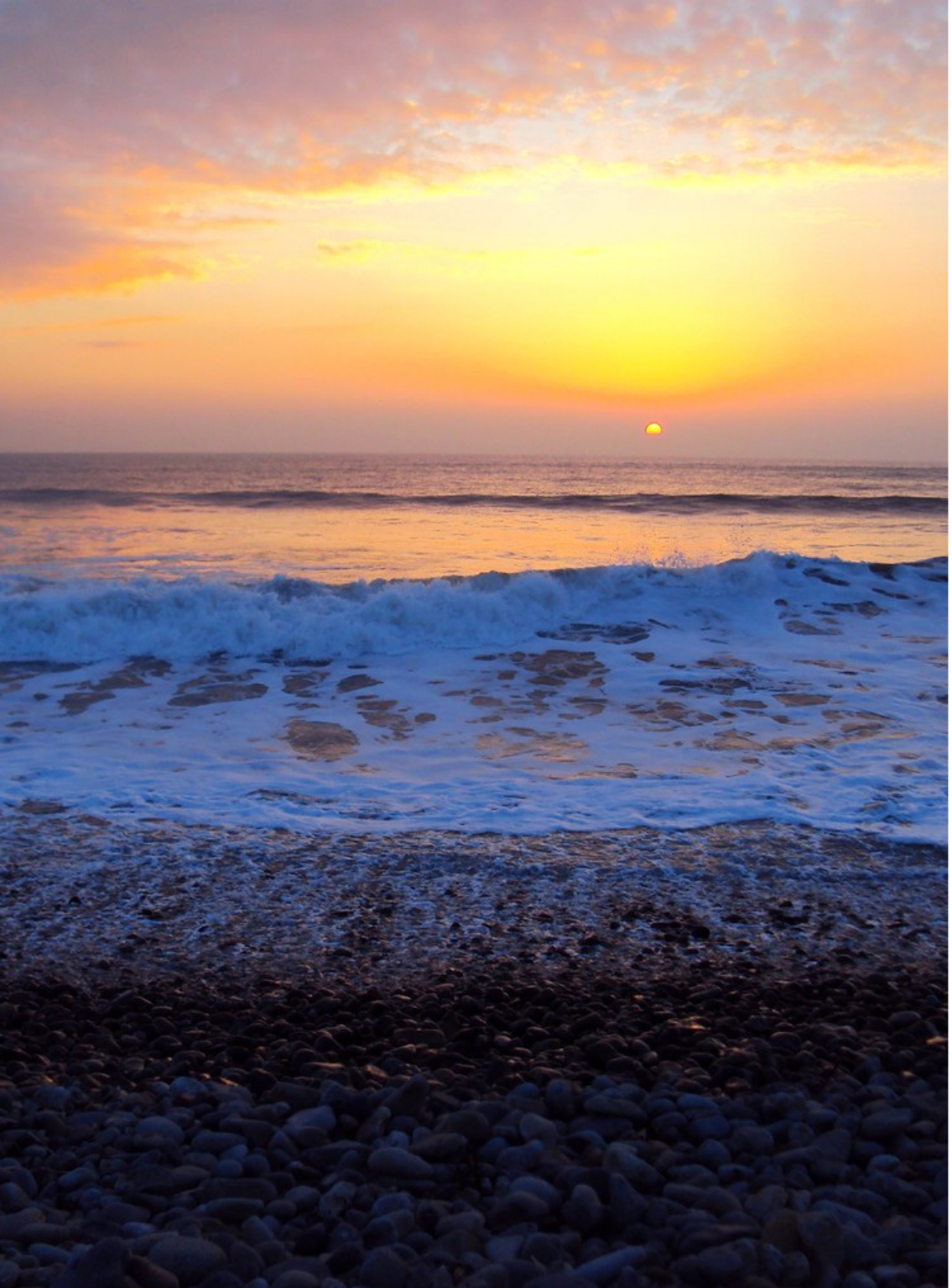 Photo of beach with ocean waves and sunset