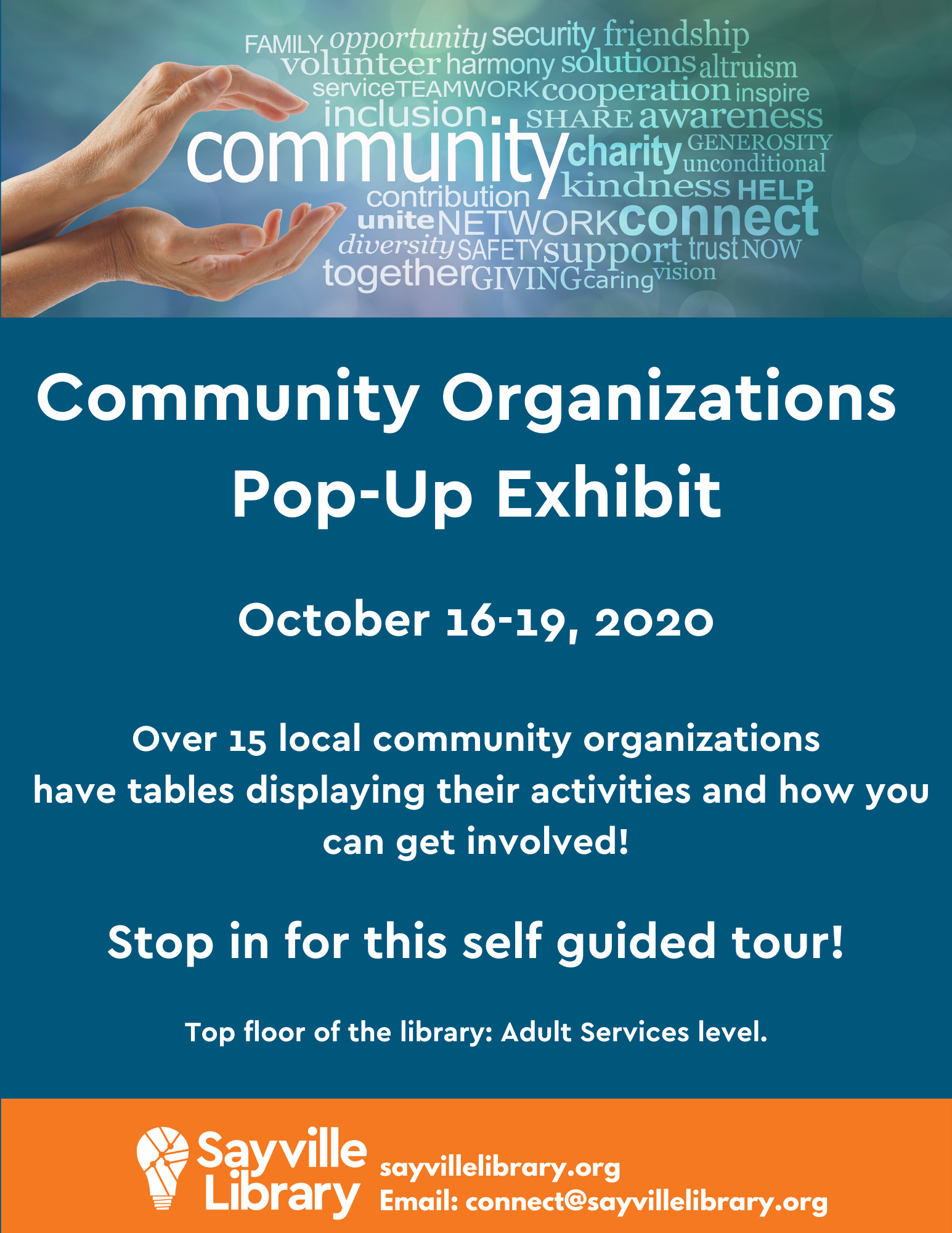 Flyer: Community Organizations Pop-Up Exhibit October 16 -19, 2020