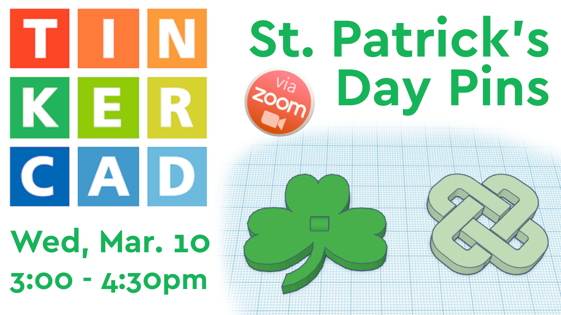 TinkerCAD: St. Patrick's Day Pins