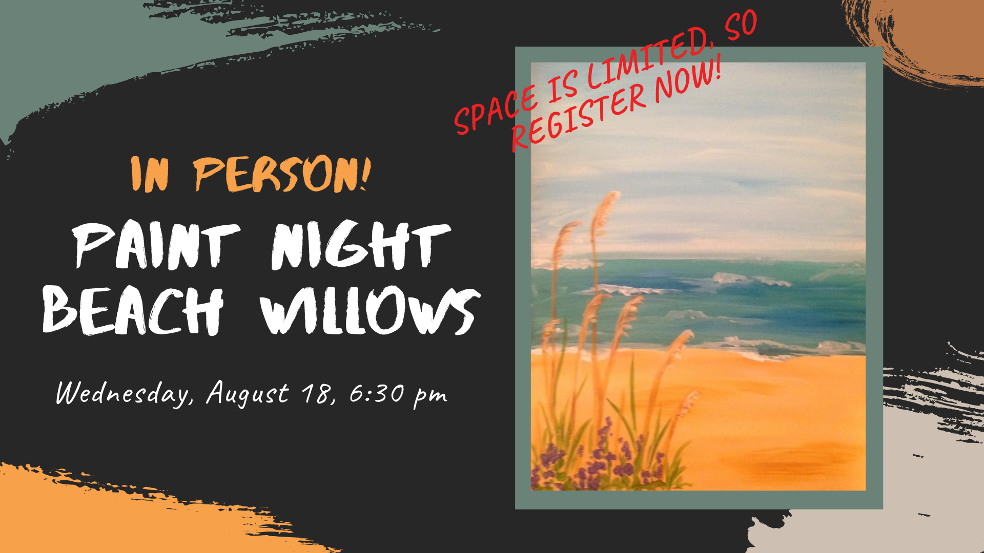 A sample of the Beach willow painting that will be created for this class.
