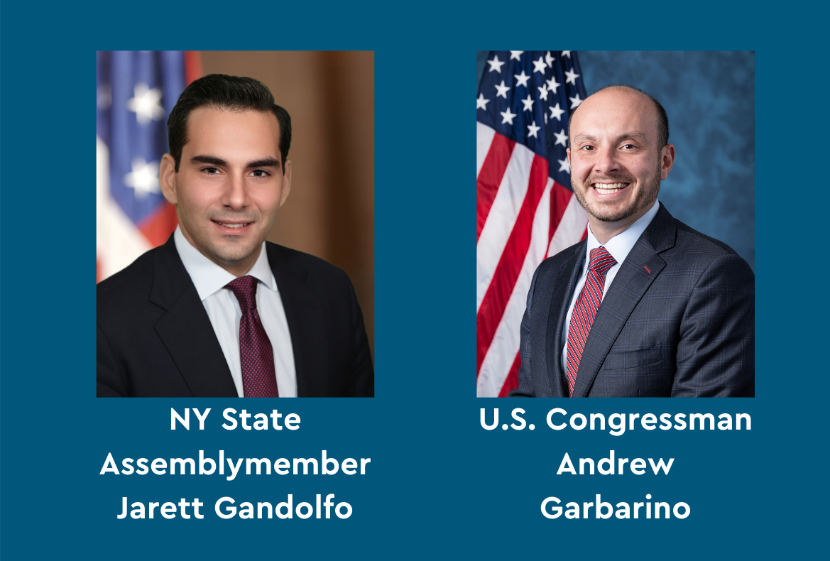 Photos of NY State Assemblyperson Jarett Gandolfo and US Congressperson Andrew Garbarino