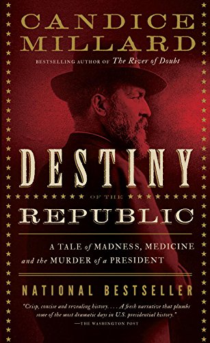 book cover for Destiny of the Republic that features a portrait, in profile, of President Garfield.