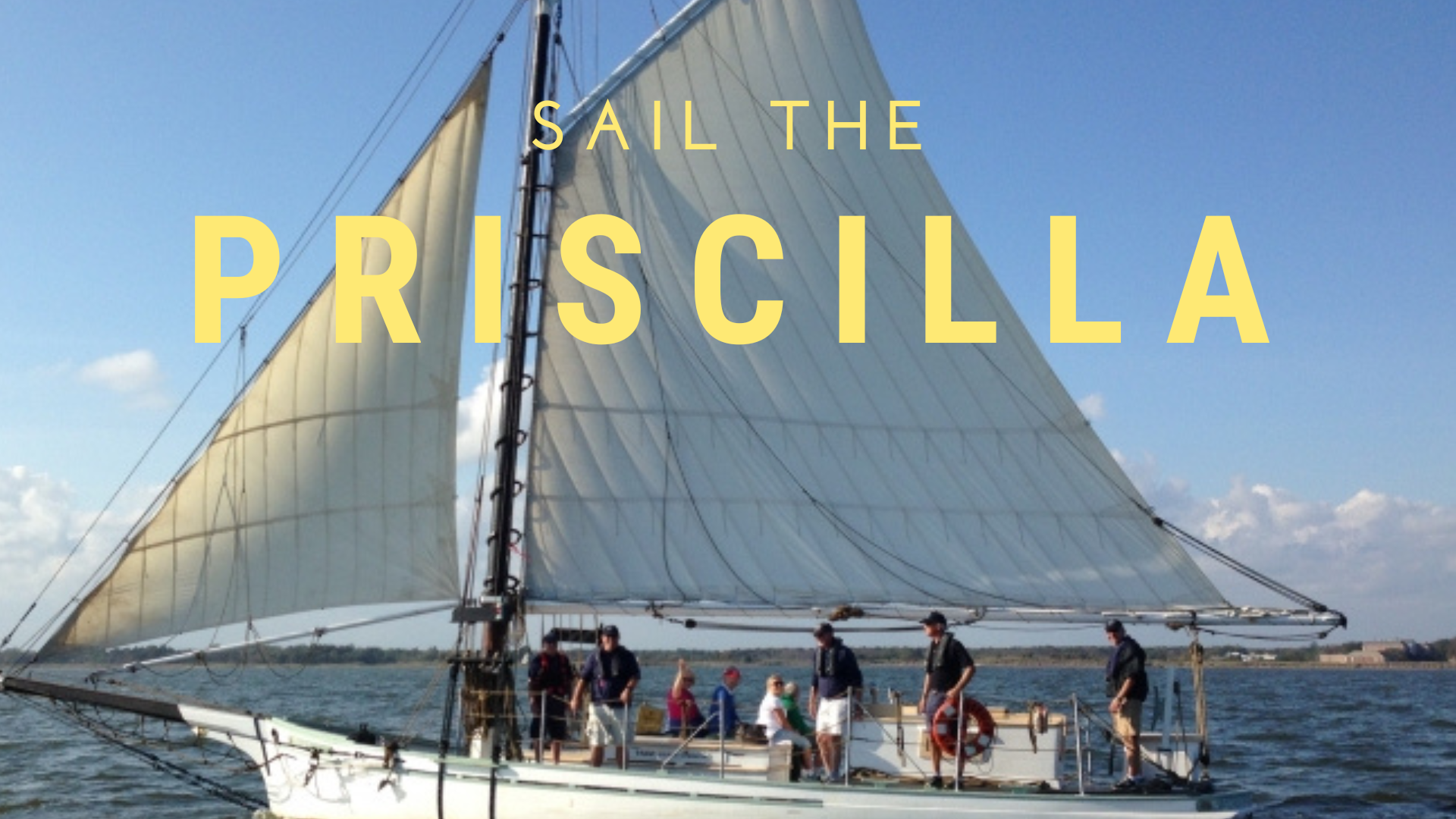 A photo of the oyster sloop, Priscilla, sailing