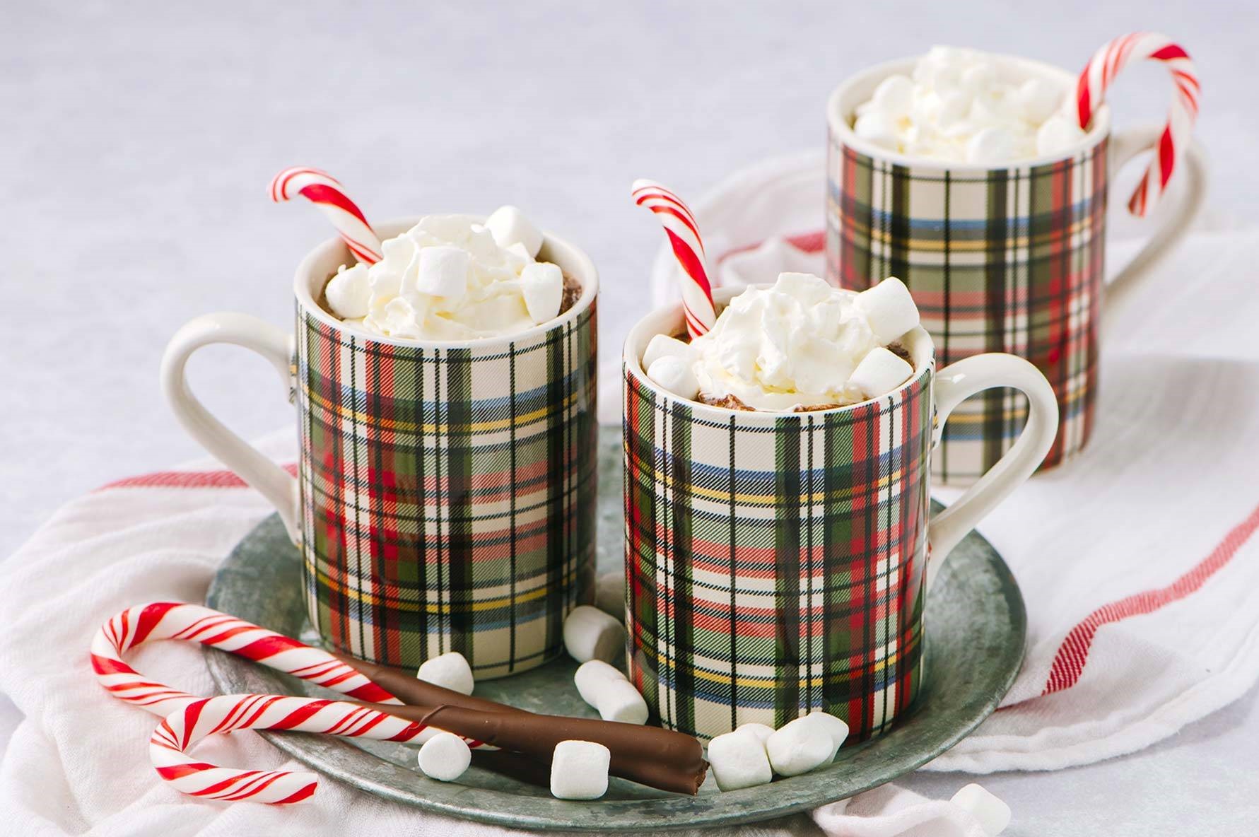 Hot cocoa and chocolate covered candy canes
