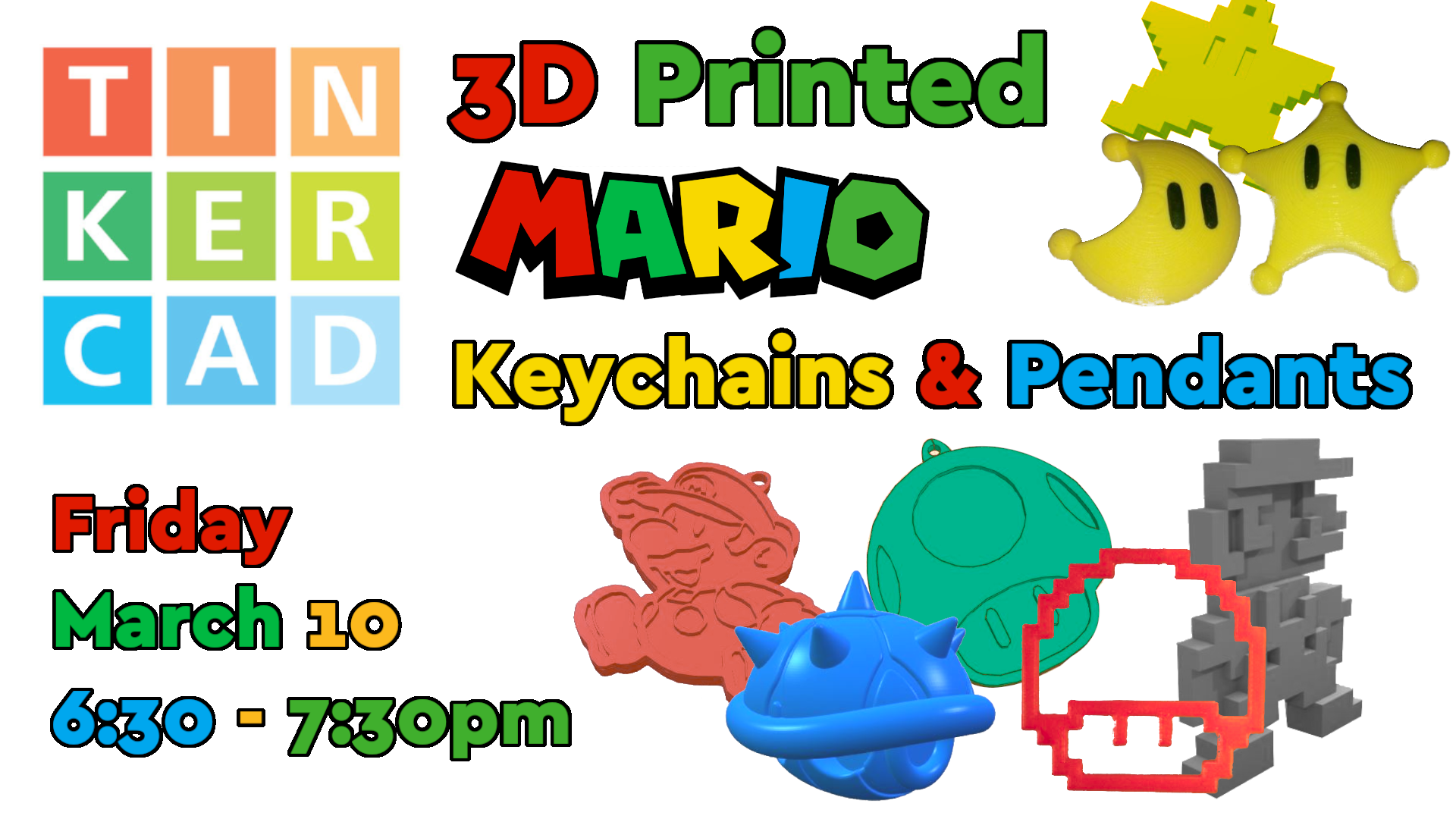 3D printed mario keychains and pendants
