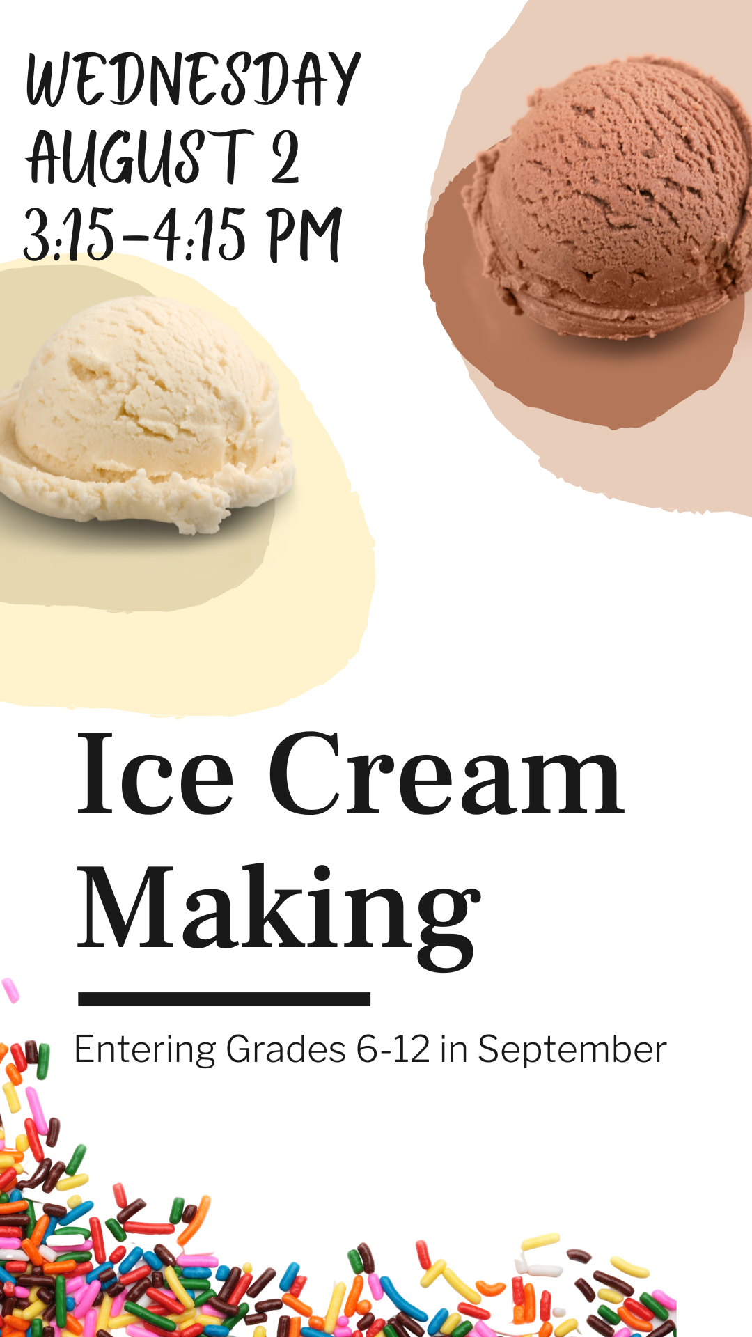 chocolate and vanilla ice cream and program details