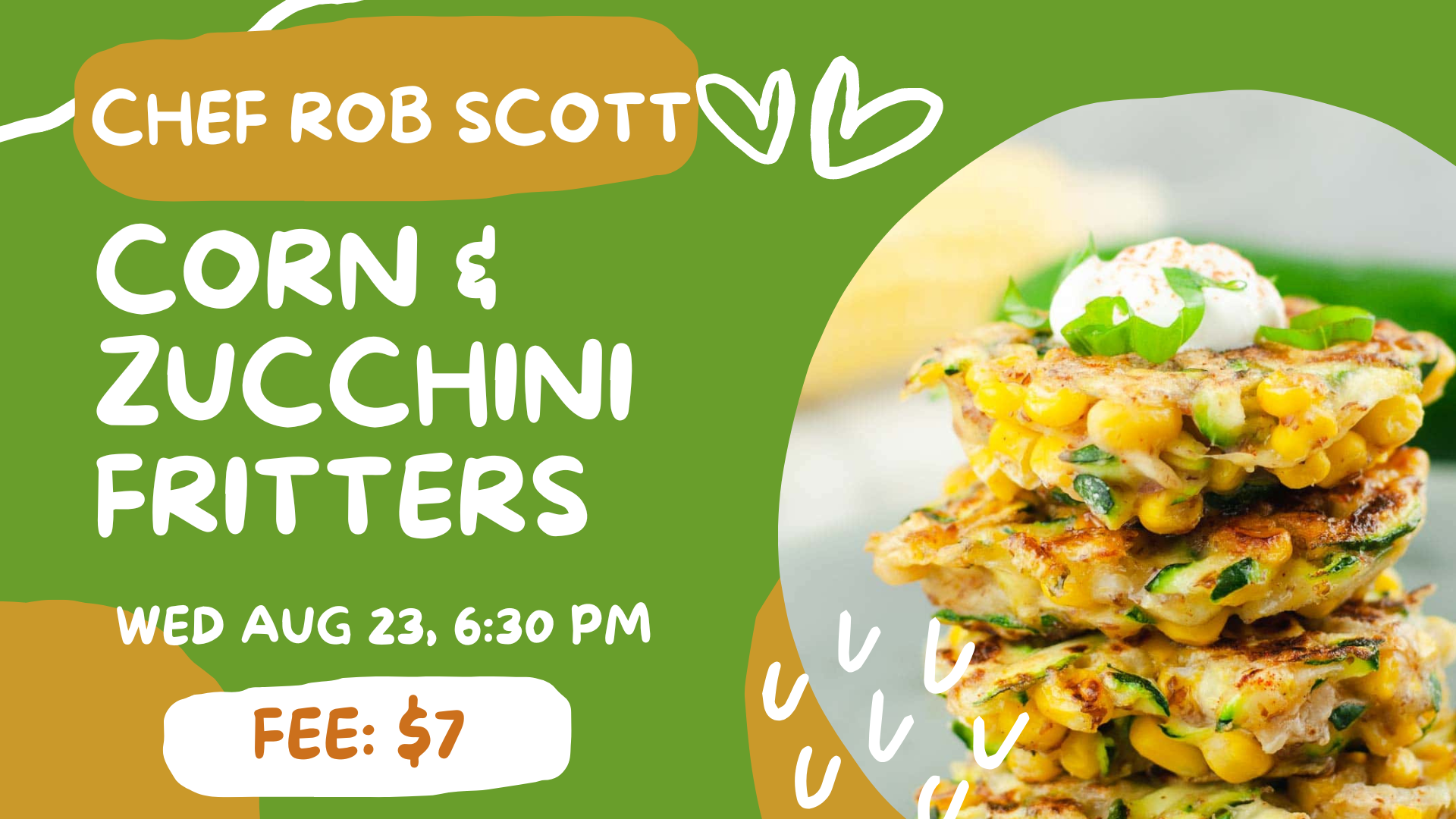 A stack of corn and zucchini fritters on a plate.