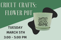 A small green pot that says "You Grow Girl" next to a description of the event.