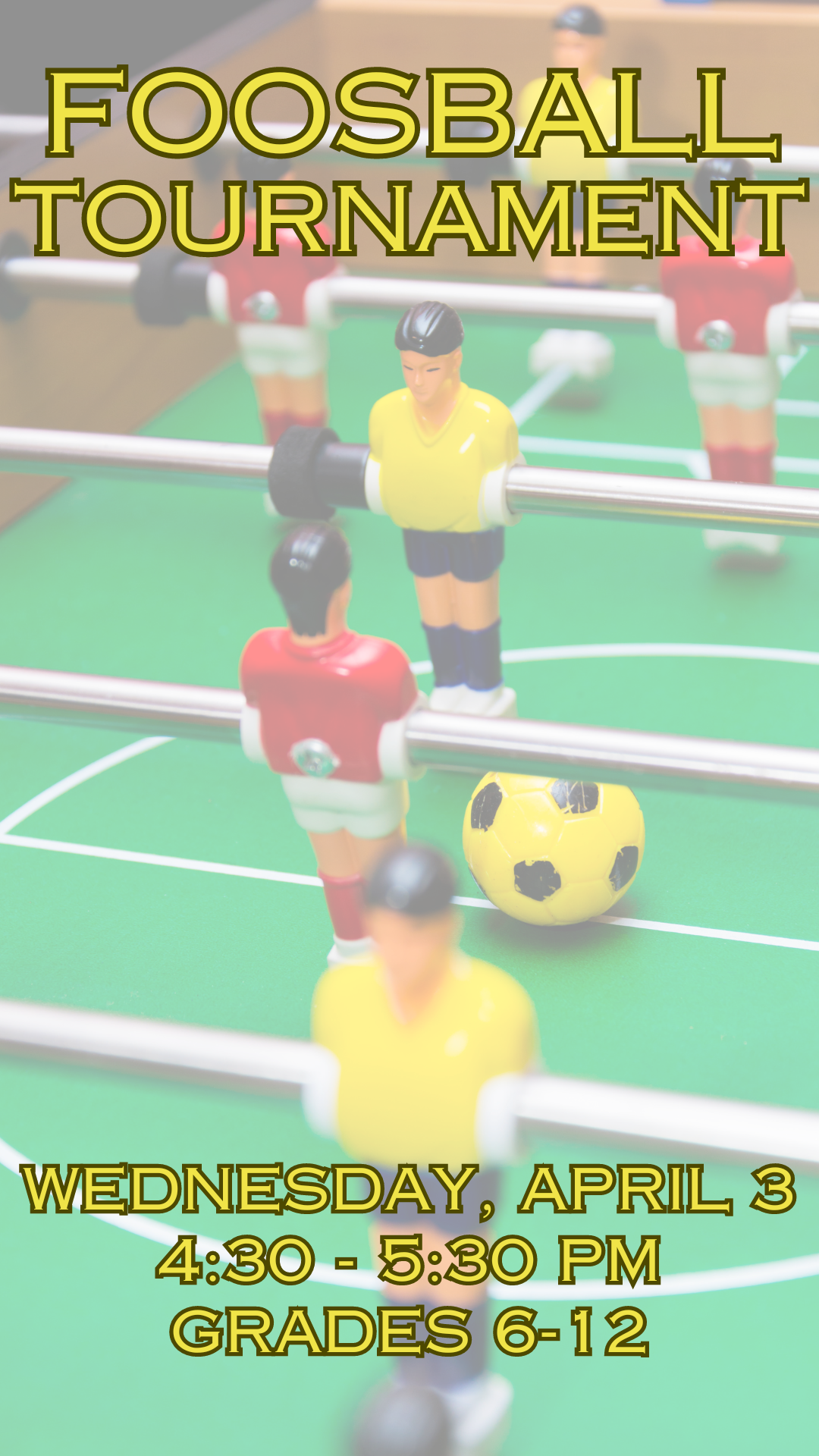 foosball table background with program details
