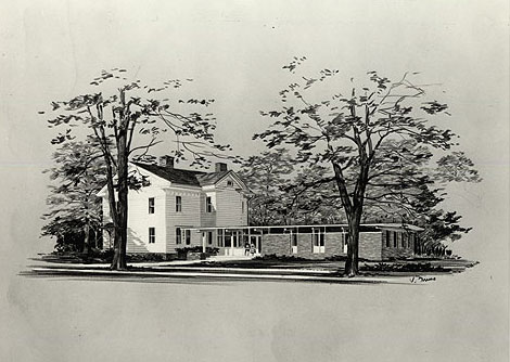 Architect Carl B. Stoye's 1953 rendering of Sayville Library