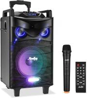 portable suitcase-style karaoke machine with bluetooth microphone and remote control