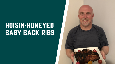 Photo of Rob Scott with his Hoisin-Honeyed Baby Back Ribs