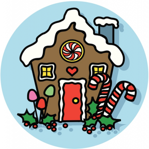 Photo of a cartoon gingerbread house
