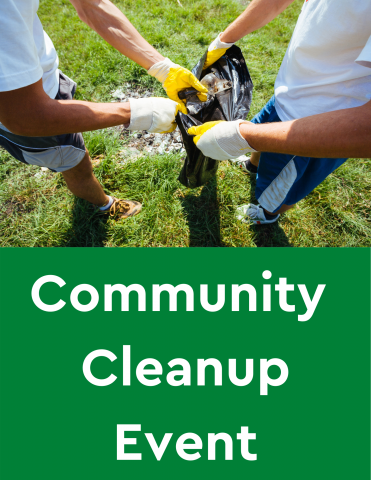 Picture of two people placing trash in a bag.