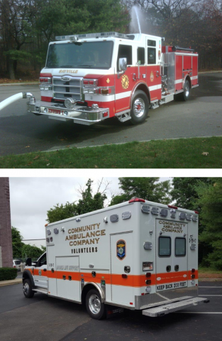 Picture of Sayville Fire Department Fire Truck and Community Ambulance Co. Ambulance