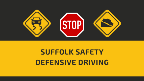 Yellow white and red road signs on a black background.