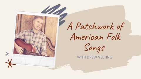 A vintage-looking polaroid image of drew velting playing the guitar.