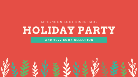 Red, white and green holiday garland graphics on a red background