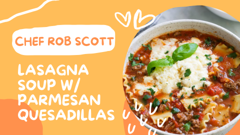 a photograph of a bowl of lasagna soup