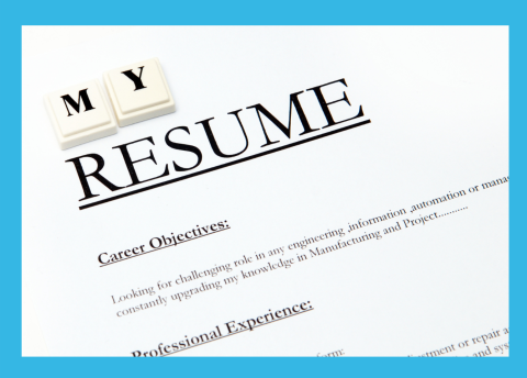 Picture of a resume.