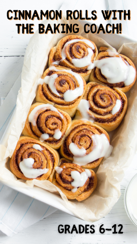 8 cinnamon rolls in a white dish