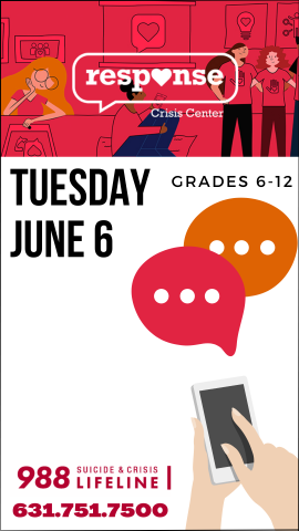 red logo for the response crisis center with people on image