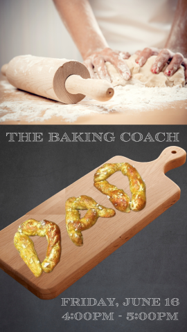 DAD spelled out of pretzel dough with program details