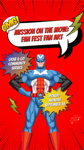 comic style program details with superhero