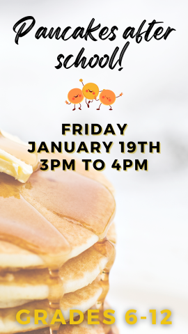 stack of pancakes with program details