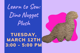 A small brown Brontosaurus plushie next to a description of the program.