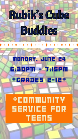 Rubik's Cube background with program details