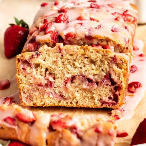 a loaf of strawberry festival bread.