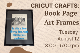 A book page in a black frame with a Star Wars quote on the outside next to description of the program.