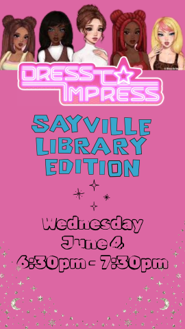 5 cartoon girls on a pink background with the dress for success logo from roblox and program details