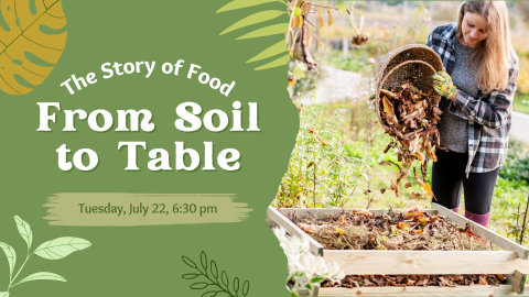 A woman dumping leaves into a compost bin.