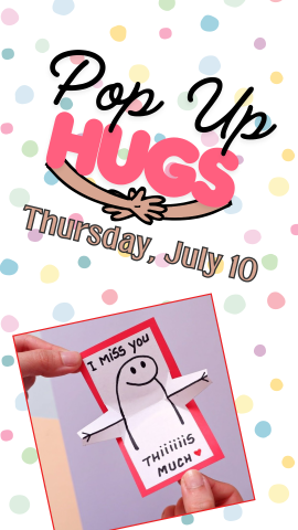 cute little card that says 'i miss you' and program details