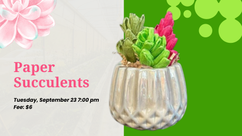 Succulents made of paper on a pot