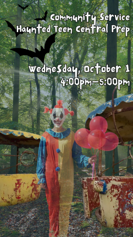 creepy woods, ghost clown, abandoned carnival and program details