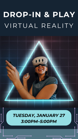 teen playing virtual reality with program details