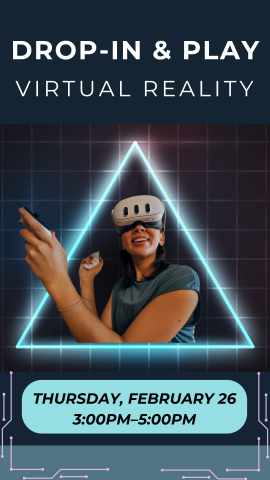 teen playing virtual reality with program details