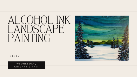 An alcohol ink painting of a landscape