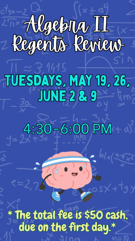 program details with algebra equations on a blue background