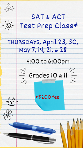 program details and doodles on a sheet of loose leaf with a pencils and pens.