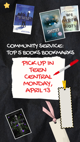 black background with covers of teen books and program details