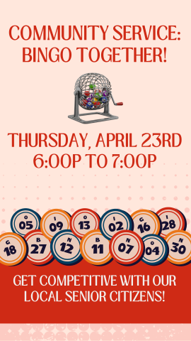 bingo cage and balls pictured with program details